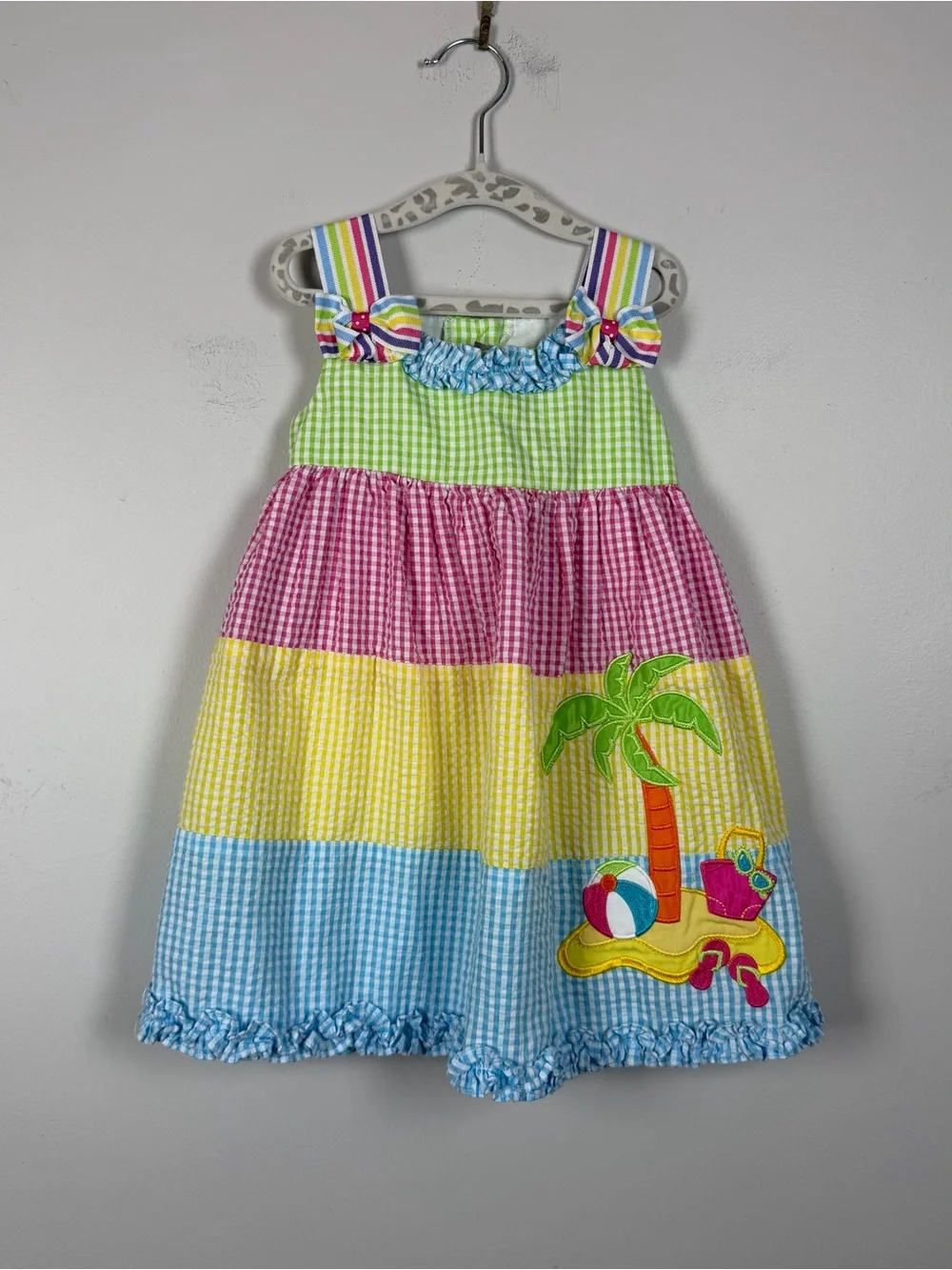 Emily Rose Girl’s Tank Beach Appliqué Color Block Tropical Casual Dress Size 2T